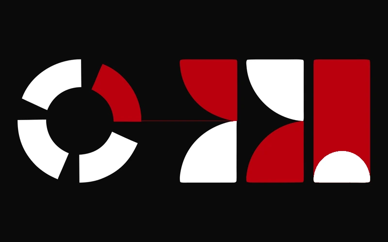 Abstract segmented culinary circle connected to a compact restaurant menu system